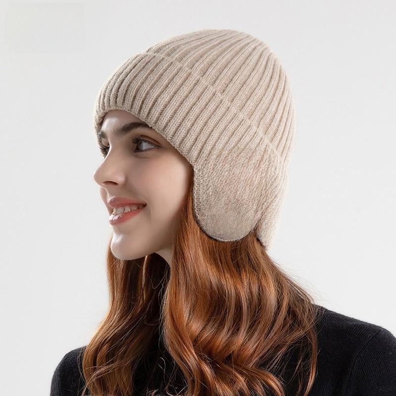 Knitted Winter Hat For Men And Women With Lining And Windproof Ear Coverage