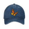 Retro Monarch Butterfly Graphic Embl  New Vintage Washed Cotton Baseball Cap Sun Hats