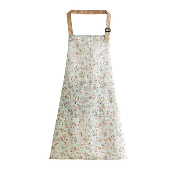

Canvas Apron with Floral Print Breathable Adjustable Straps Cooking Apron Water-Resistant Oil-Proof Kitchen Apron for Cooking Baking Gardening зелений
