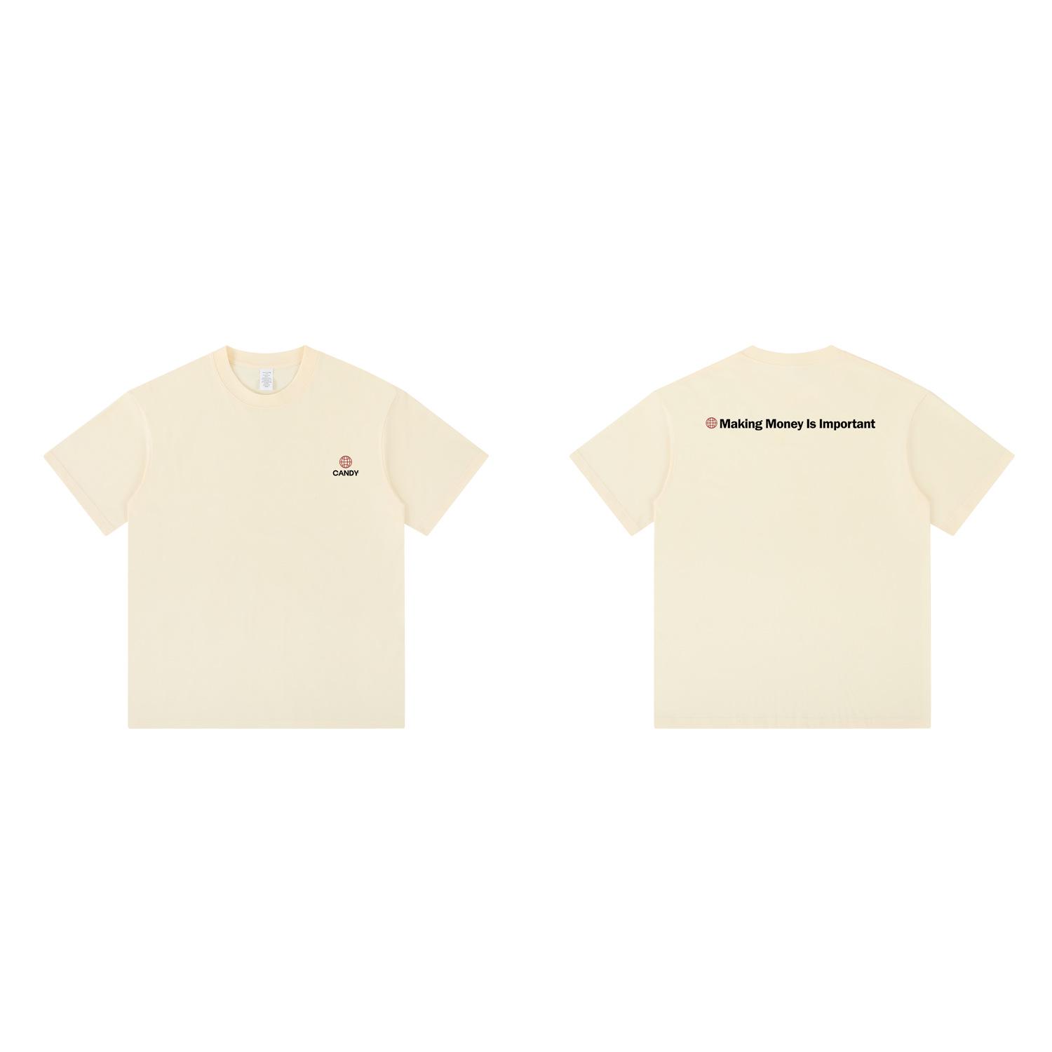 

Унисекс хлопковая футболка с приспущенным плечом и классическим дизайном с буквенным принтом XX-Large бежевый