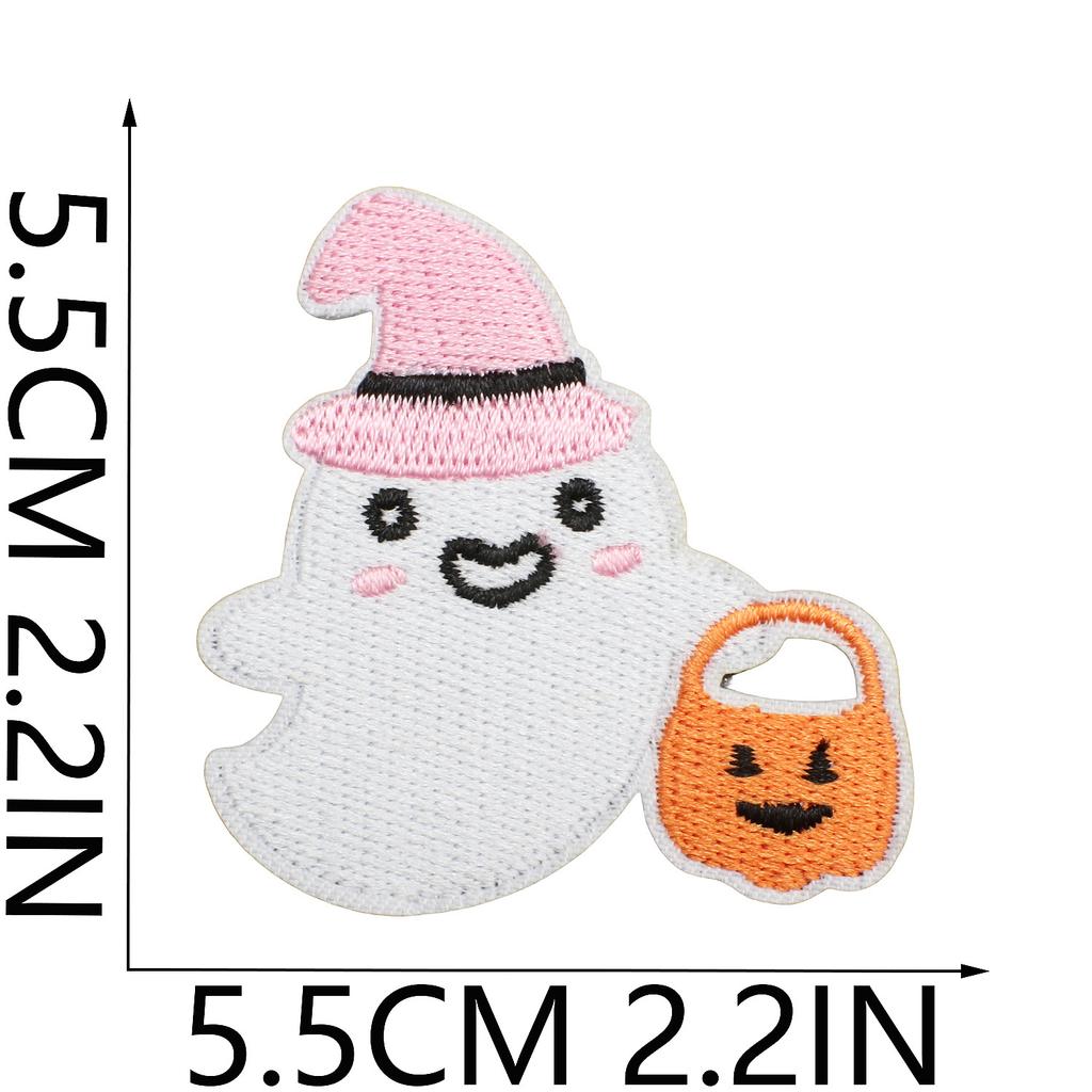 Ghost Embroidery Cloth Sticker Halloween Piao Ghost Patch Sticker Festive Atmosphere Dress Up Embroidery Label Pumpkin Spider Web