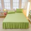Bed Skirt with Pillowcase Solid Color Bed Cover Soft Bedspread Elastic Mattress Protector Ruffles Bed Linen Falda De Cama