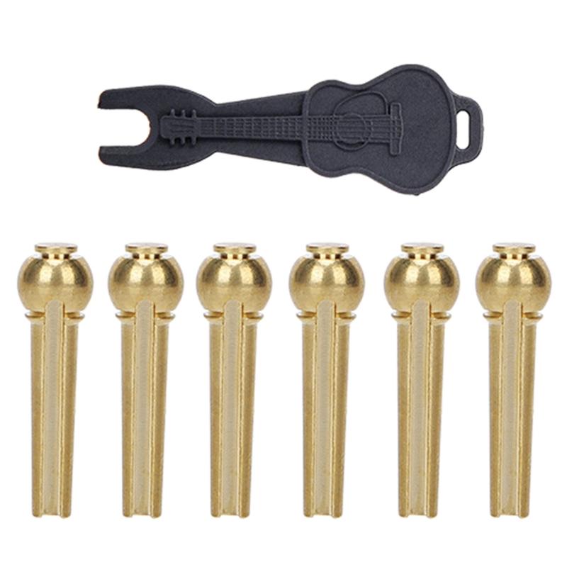 Acoustic Guitar Bridge Pins with Bridge Pin Puller Set Bass Guitar Bridge Pegs Stringed Instruments String Nail Remover