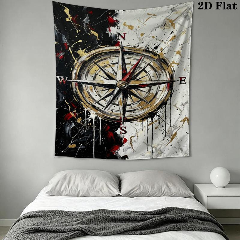 Compass Wall Tapestry Aesthetic Wall Hanging Printed Fabric Blanket Decorative Tapestries for Bedroom Living Room Home Decor