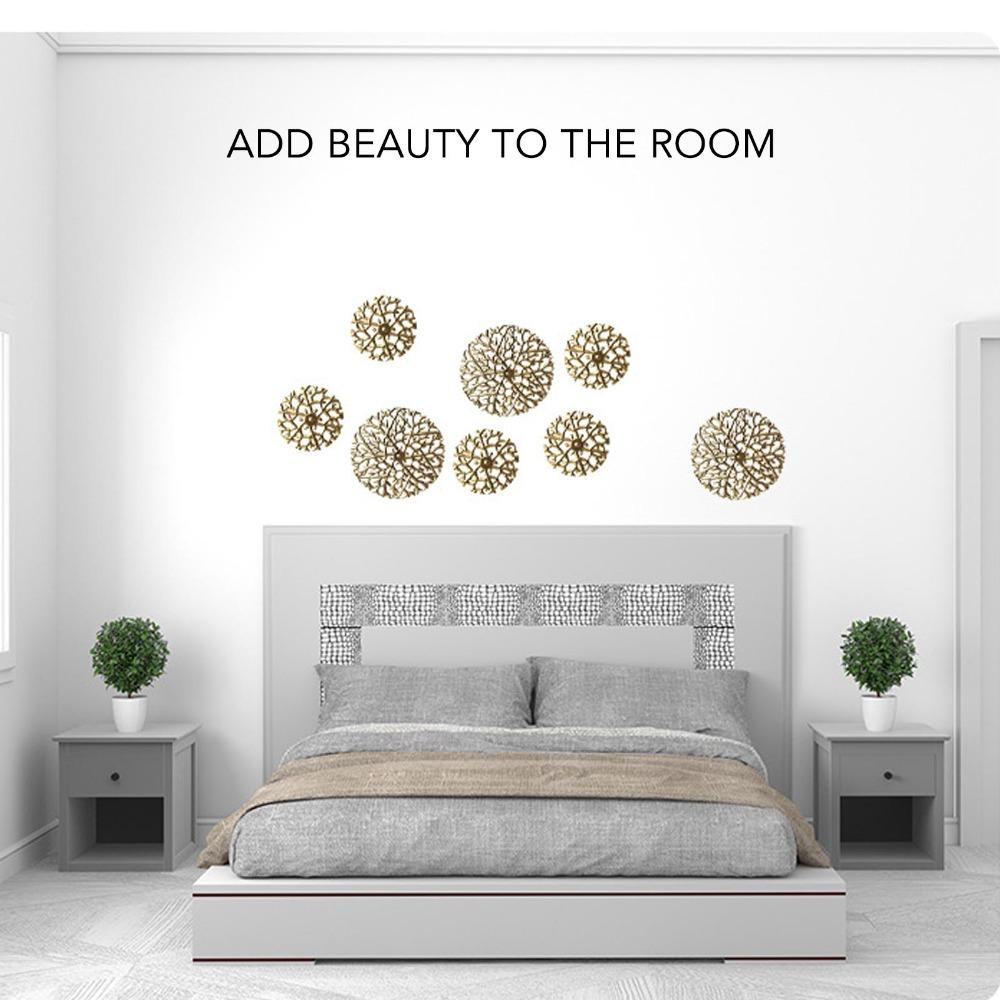 Hollow Carved Iron Branch Wall Decor Golden Iron Round Iron Wall Art Round Hollow Iron Wall Ornament Indoor Space Ornament