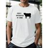 Plus Size Men's Cow Print T-shirt, Summer Trendy Short Sleeve Tees For Big & Tall Males