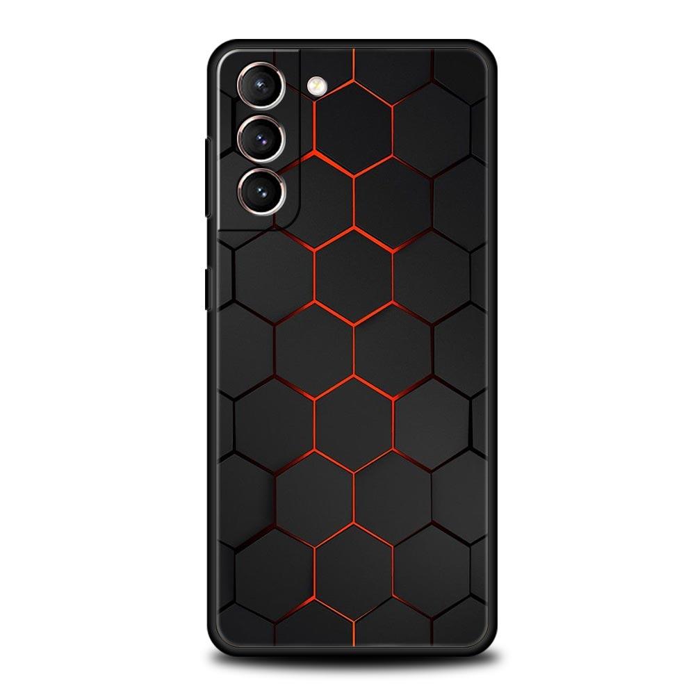 Honeycomb Pattern Soft Phone Case For Samsung Galaxy S25 Edge S24 Plus S23 FE S22 S21 S20 Ultra 5G S10 Black Protect Cover