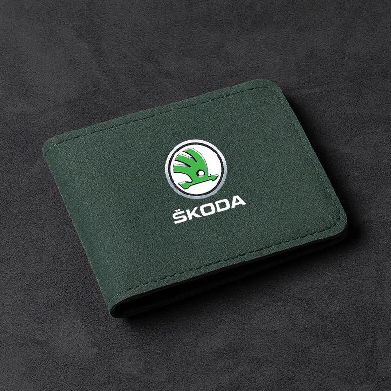 Suede Driver License Holder Card Bag Credit Card Wallet Holder For Skoda Octavia SUPERB RAPID KAROQ FABIA YETI Car Accessories Djsr15