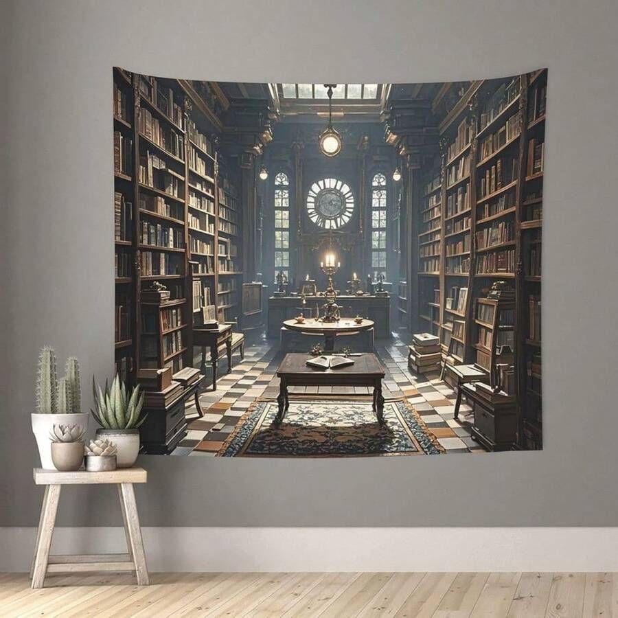 Tapestry wall computer mysterious library bookshelf 75x100