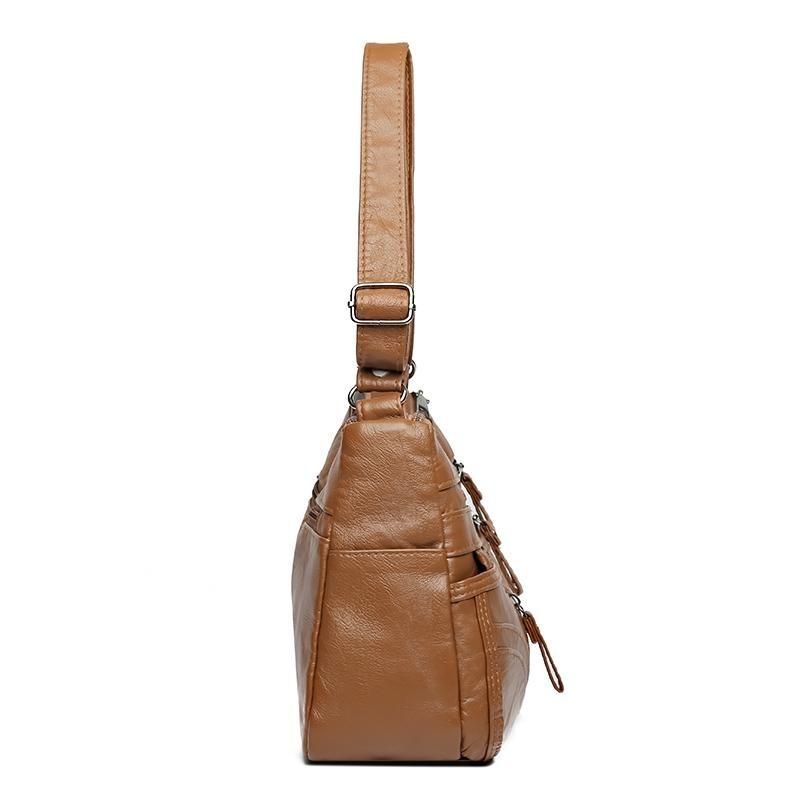 Dámská taška s více kapsami Velkokapacitní Pu Malá Čtvercová taška Crossbody Taška Taška přes rameno pro matku středního věku