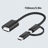 Double  Interfaces OTG Cable Portable OTG Adapter with Aluminum Housing Data Transfer Cable 150mm Length for Phones Tablets 