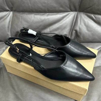 Designer Fashion Pointed Toe Women's Flats  Autumn Elegant Dress Slingbacks Shallow Big Size Comfortable Luxury Ladies Shoes
