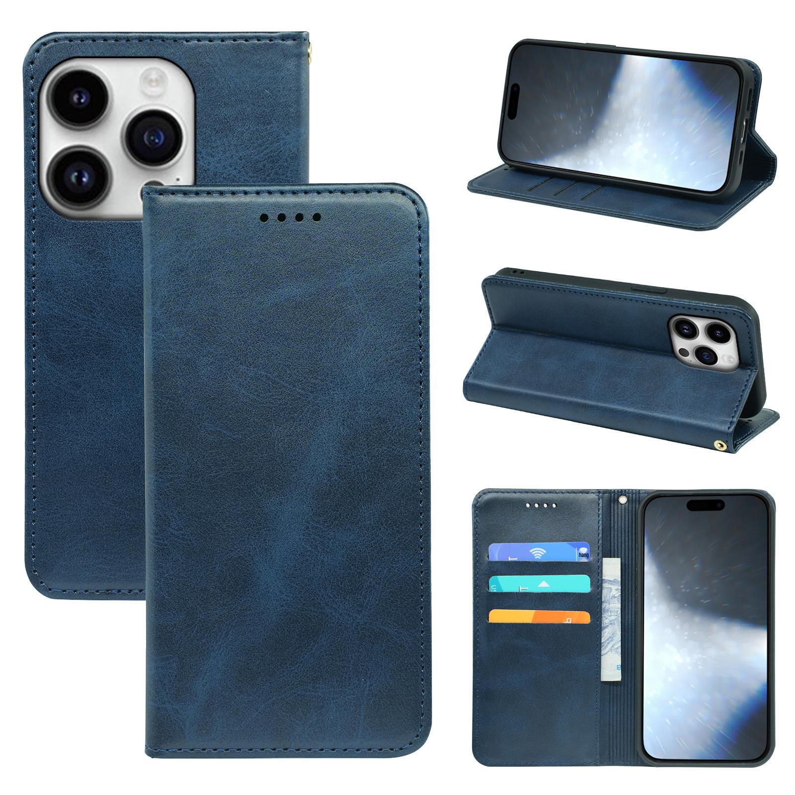 

Compatible Honor 600 Lite Calfskin Magnetic Wallet Stand Case 600 синий
