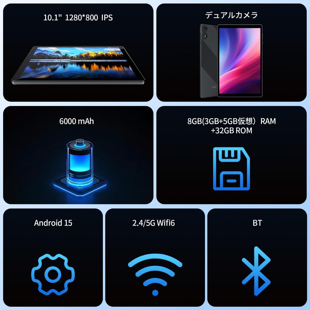 PRITOM Android 8GB RAM 32GB IPS 6000mAh WiFi GMS with Dedicated Gray 10-inch Wi-Fi Tablet, 15, + ROM, 1280800 Display, Battery, 6, Certified,