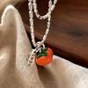Retro Minimalist Persimmon Design Necklace For Women Versatile Sweater Chain
