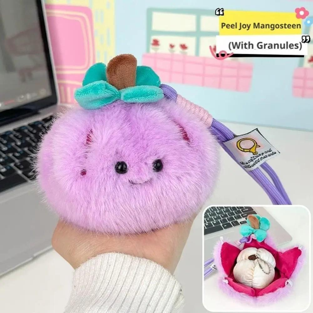 Soft Filled Orange Plush Keychain Furry Texture Simulation Food Toy Backpack Decor