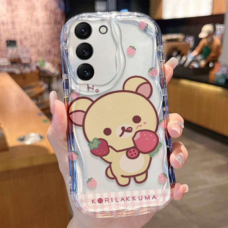 R-Rilakkuma Polka Dot Case for Samsung Galaxy S25 S24 S23 S22 S21 Ultra Plus S20 FE A73 A72 A71 A56 A55 A54 5G A52 A52S 4G Cover