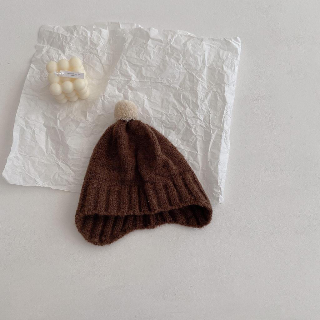 Autumn/Winter 2022 Korean Cute Pom-Pom Wool Baby Earmuff Hat
