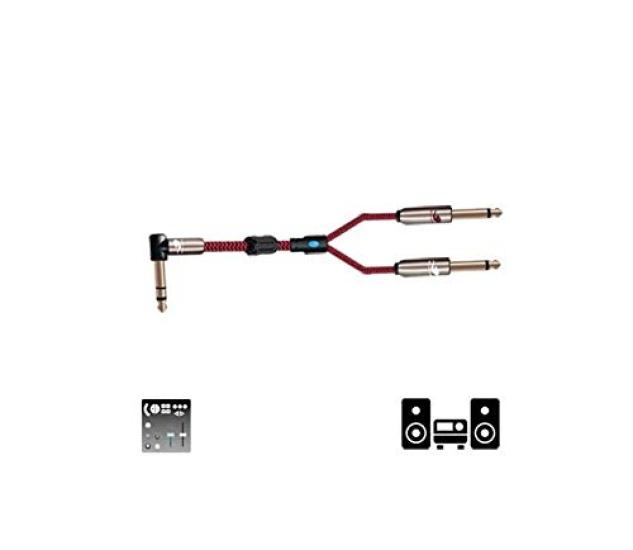Standard-Stereo-Klinkenstecker männlich, monauraler Klinkenstecker männlich x 2, dickes und flexibles Audiokabel aus reinem Kupfer 4N OFC mit Nylon-Finish [WVY-P56-1.5] 6,3 mm