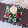 Christmas Wreath for Candlestick Decoration Garland Artificial Flower Candle Wreath Wedding Party New Year Decor Xmas Ornaments