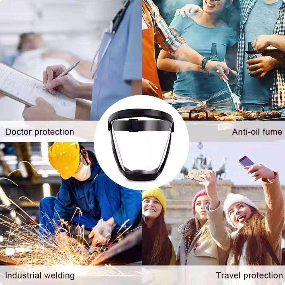 Anti Fog Protect Dust and Splash Mask Full-Face Transparent Protection Mask with Adjustable Buckle Reusable and Heat Resistance