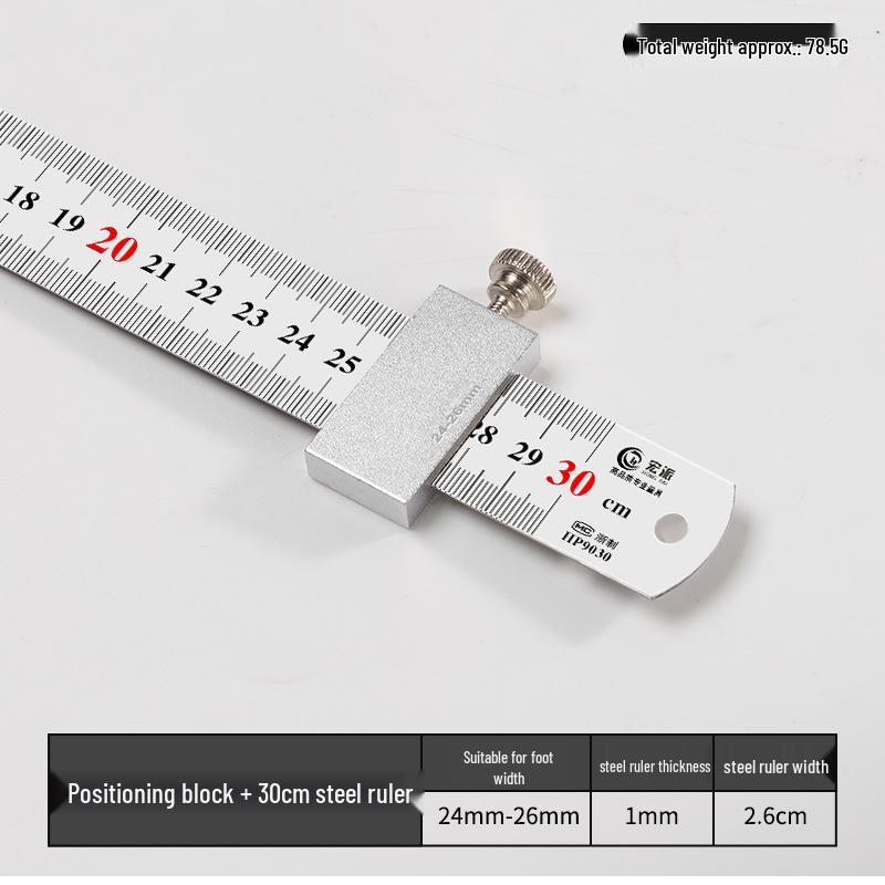 Adjustable Steel Ruler Block: Movable Positioning & Marking Guide