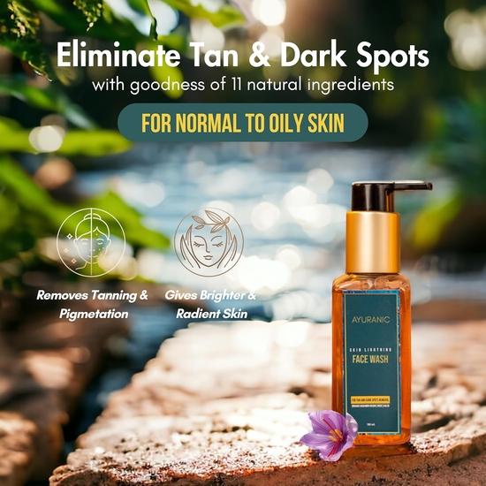 Ayuranic Tan & Dark Spots Removal Ayurvedic Face Wash (100ml), Skin Brightening Ayurvedic Face Pack (50ml) Tan Removal & Exfoliating Face Scrub (50ml)