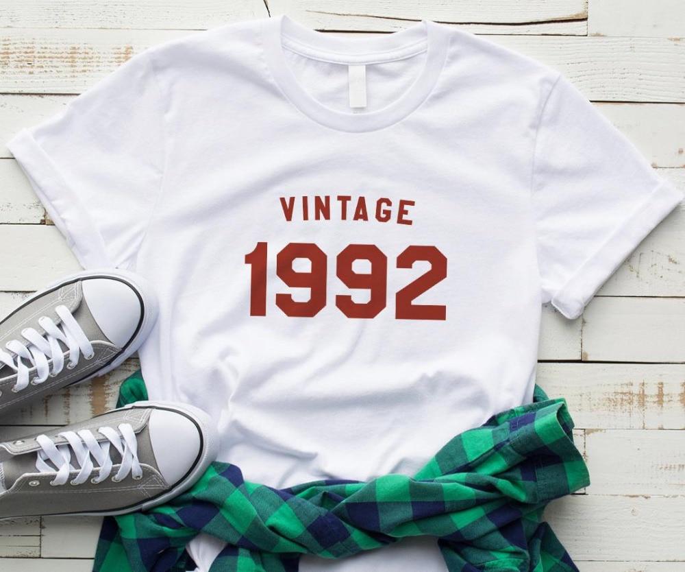 Buy Vintage 1992 Birthday Letters Women Tshirt Cotton Casual Funny T ...