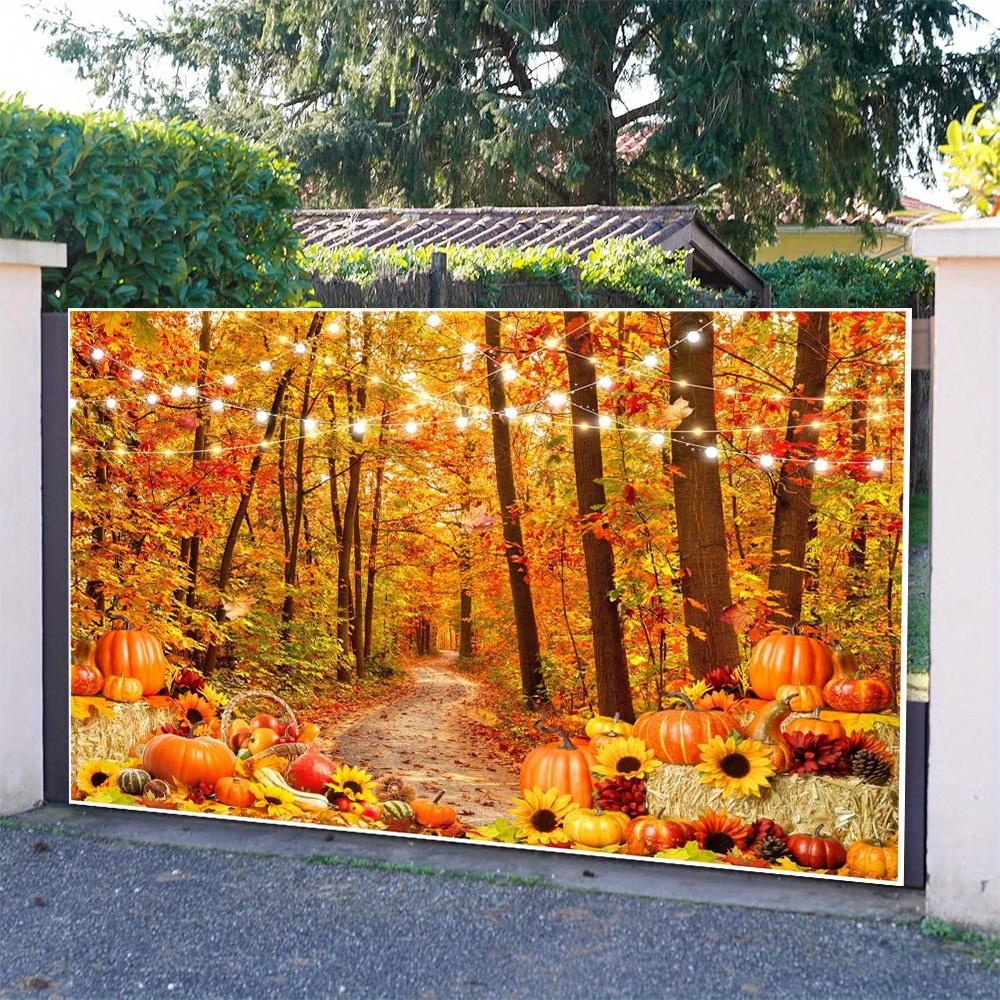 1 piece of photography background cloth Thanksgiving forest natural scenery autumn harvest pumpkin party decoration