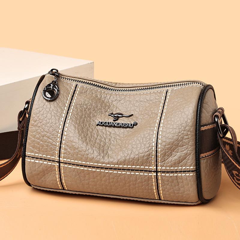 Leather Splicing Bag Women'S Tide Soft Leather Messenger Bag Women'S Bag Temperament Cowhide Shoulder Messenger Bag