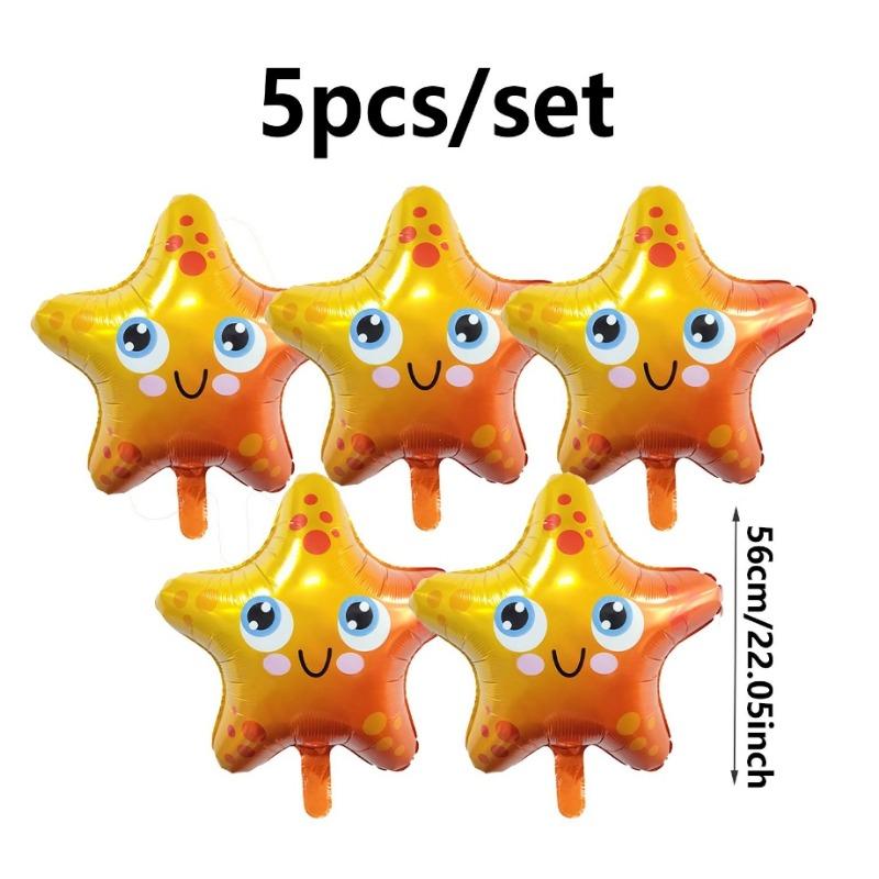 

5 штук 22-дюймового набора воздушных шаров в виде морских звезд, алюминиевые шары, красивые шары в виде морских звезд, подходят для вечеринок по случаю дня рождения и праздничных вечеринок