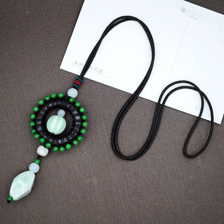 Collana in ceramica intrecciata in stile nazionale retrò, collana da donna, accessori per abbigliamento