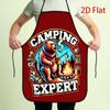 1pc 2D Flat Printing Little Bear Camping Expert Apron, with Fire And Marshmallow Roasting Patterns, Made of Durable Fabric, Equipped with Adjustable S