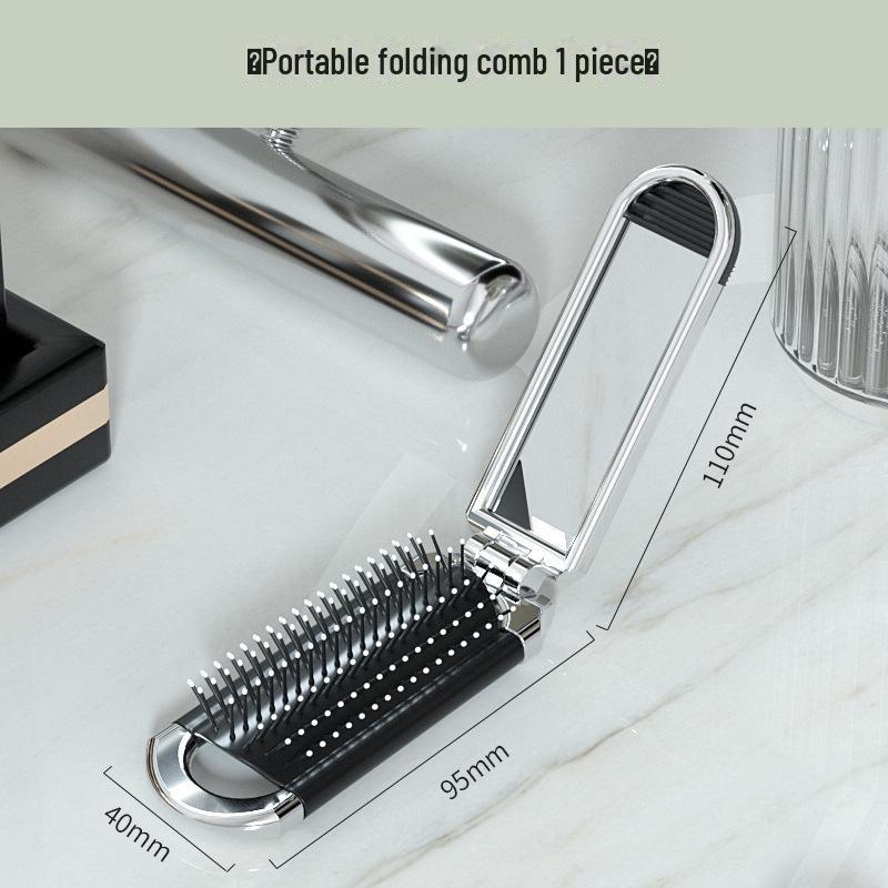 

Портативная складная расческа с воздушной подушкой и зеркалом для длинных волос — массаж кожи головы и удобство в путешествиях серебряный