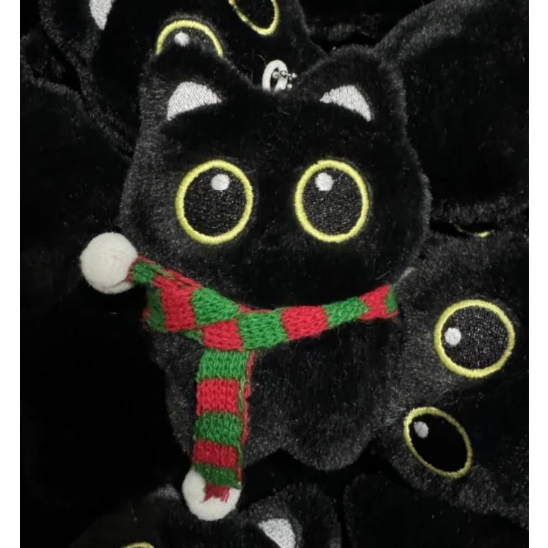 Little Black Cat Bag Pendant Cartoon Cute Animal Plush Doll Student Backpack Fashion Pendant Car Keychain Birthday Surprise Gift