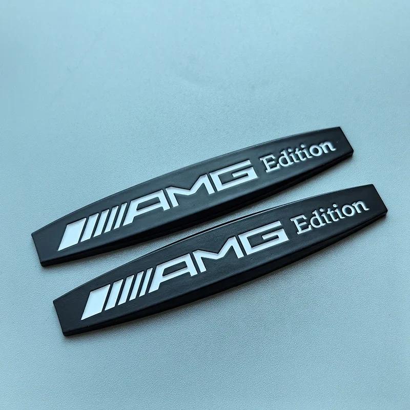 JDRAO1 2pcs 3D AMG Edition Metal Car Emblem Fender Side Doors Blade Badge Sticker for Mercedes Benz AMG Refitting Chrome Black Silver