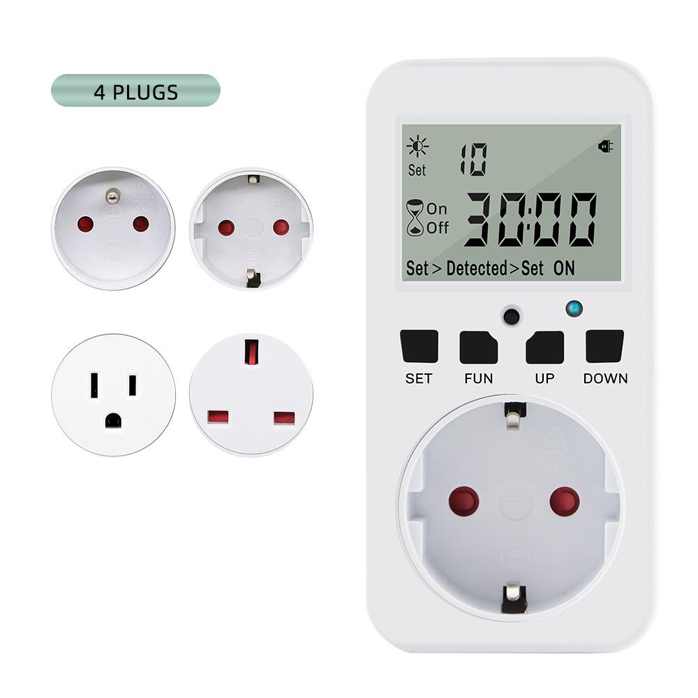 TM08 Digital Timer Socket LCD Smart Short Cycle Socket Countdown Programmable Timing Controller Outlet Switch UK US FR EU Plug