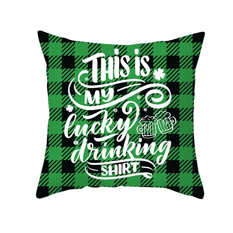 St. Patrick's Day Pillow Cover Nordic Ins Pillow Green Four-leaf Clover Sofa Cushion Cover Pillow Cover