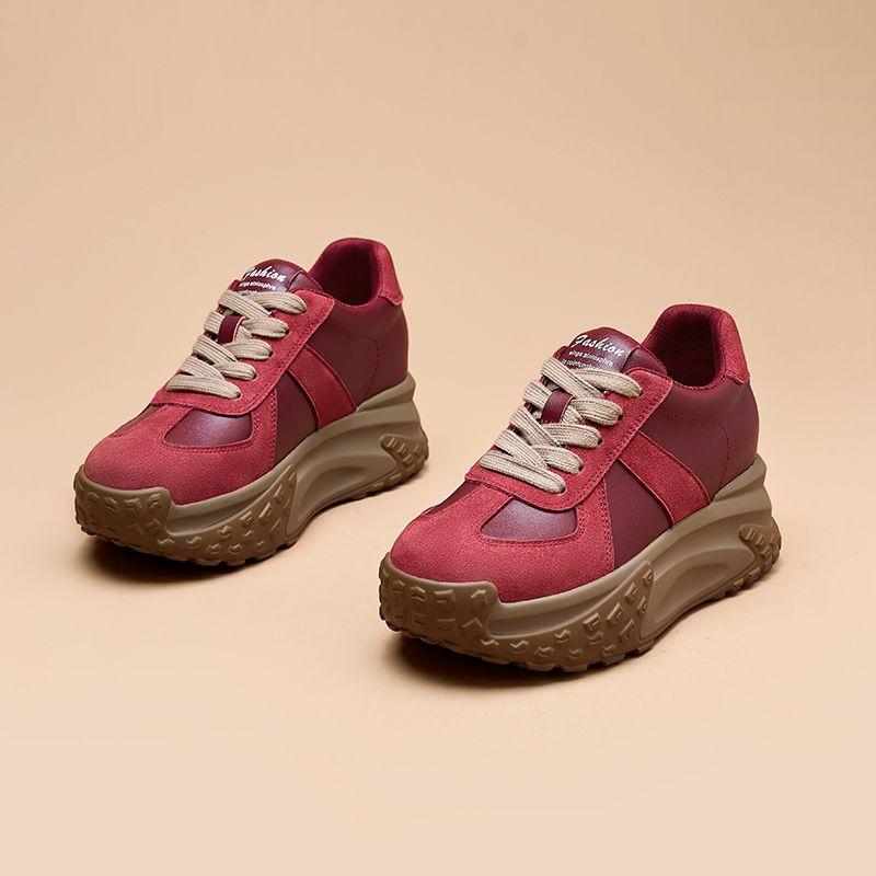High on Platform Sneakers Shoes for Women Red Round Toe Woman Footwear Spring Autumn 2025 New Quality Stylish Y2k Fashion Sale