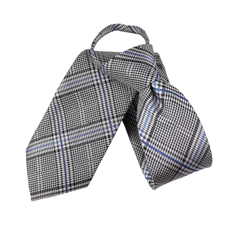 

[Michiko London] Фирменный подарок Freshers One Touch Tie Модный галстук-молния, не завязанный, Легко устанавливается (МКЗП-37-А серый/синий)