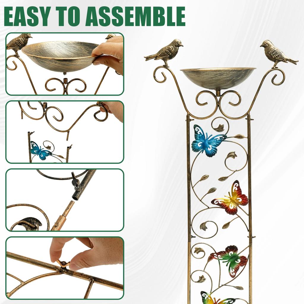 Decorative Metal Bird Feeder With Trellis for Climbing Planting Trellis Bird Bath Freestanding Birdbath for Yard Patio Outdoors