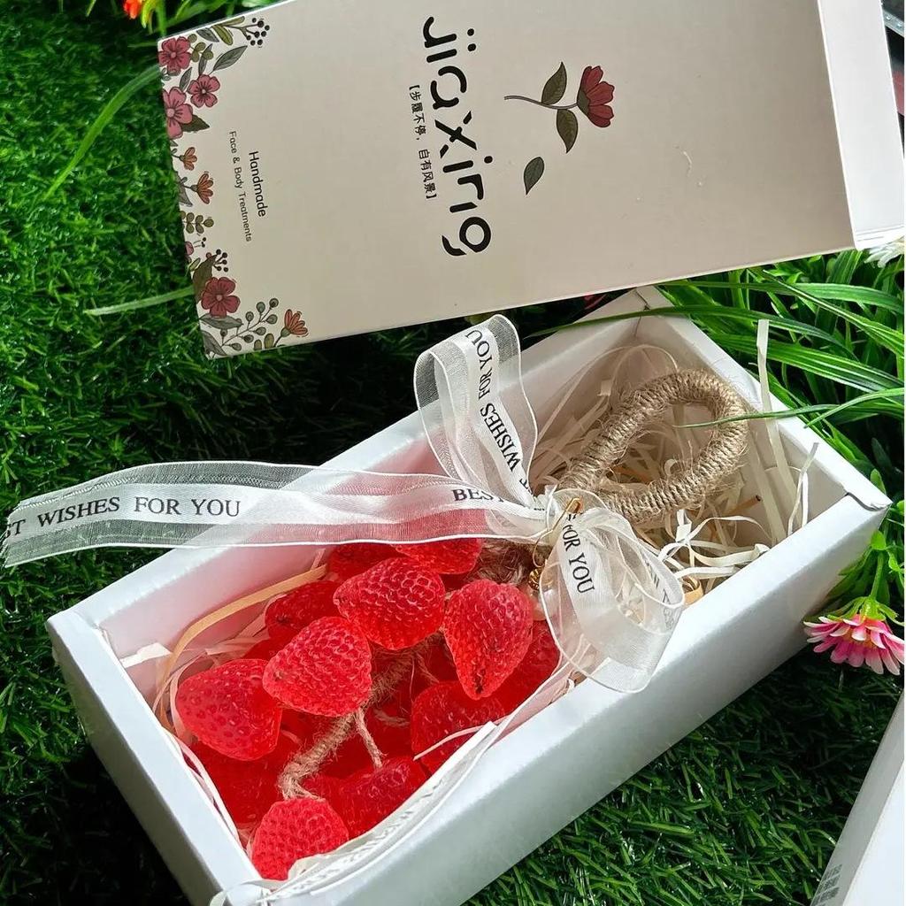 Crystal Strawberry Aromatherapy Essential Oil Soap - Handmade, Long-Lasting Fragrance, Free Shipping