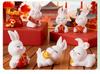 6Pcs Mini Rabbit Ornament Resin Craft Bunny for Desktop Garden Scene Decor Tiny Animal Statue Collection Gift Idea New Year