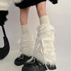 Women Goth Furry Leg Warmers Socks Harajuku Ribbon Bowknot Leggings Boots Cover