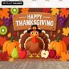 2D Flat Banner 1 Piece - Thanksgiving Autumn Party Background Fabric, Turkey Pumpkin Autumn Harvest Fruitszyc