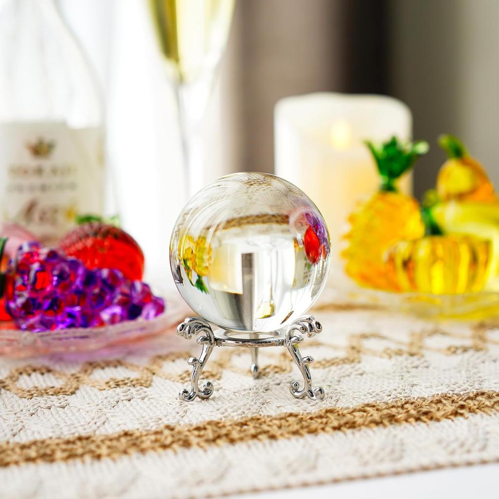 60mm Clear Crystal Ball with Stand Handcrafted Photography Prop for Magical Shots Elegant Home & Party Decor Gift for Women