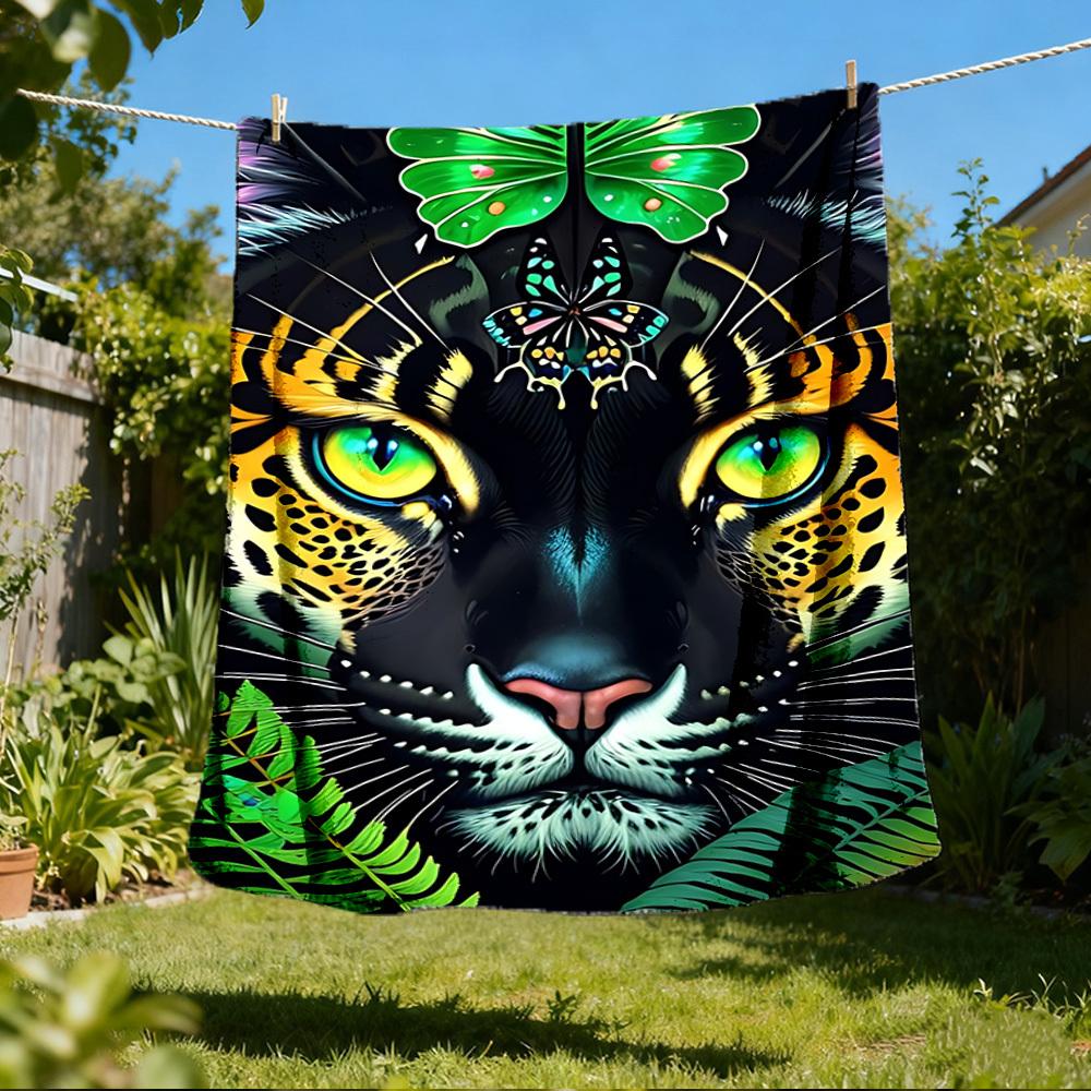 1 Stück Tiger-Print Überwurfdecke Polyesterfaser, Leichter Flanell, Weich & Warm, Ganzjahresnutzung für Außenbereich, Camping Digitaldruck