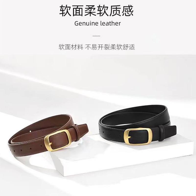 Stylish Women's Leather Belt 2024 New Version Simple Design For Jeans In Black Coffee And White