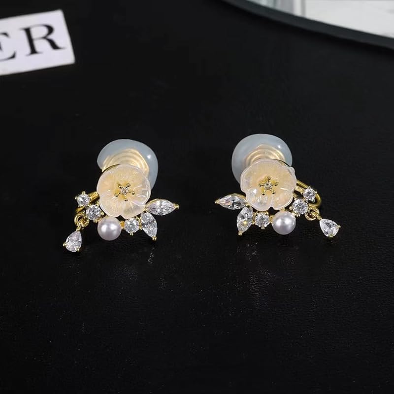 Chynian Earrings Flower Japanese Style Cute Earring Ladies Popularity It Doesn't Hurt Earring Silicone Covers Sway Compatible with Metal Allergies
