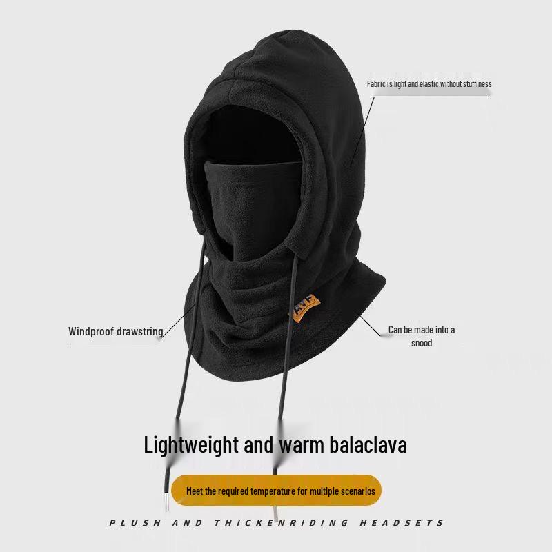

Очень толстая ветрозащитная велосипедная маска для лица для мужчин и женщин - Зимняя шапка и головной убор большого размера One Size чёрный